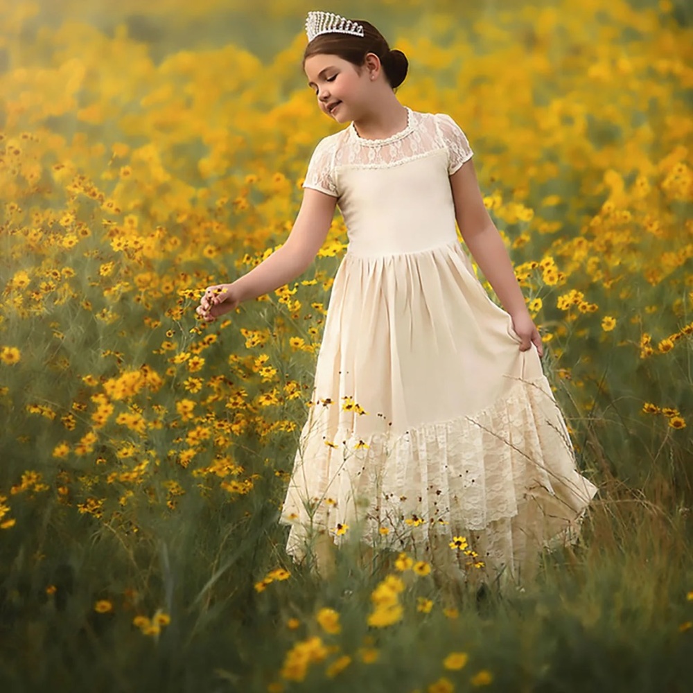 Trish Scully Girls Cream Gown